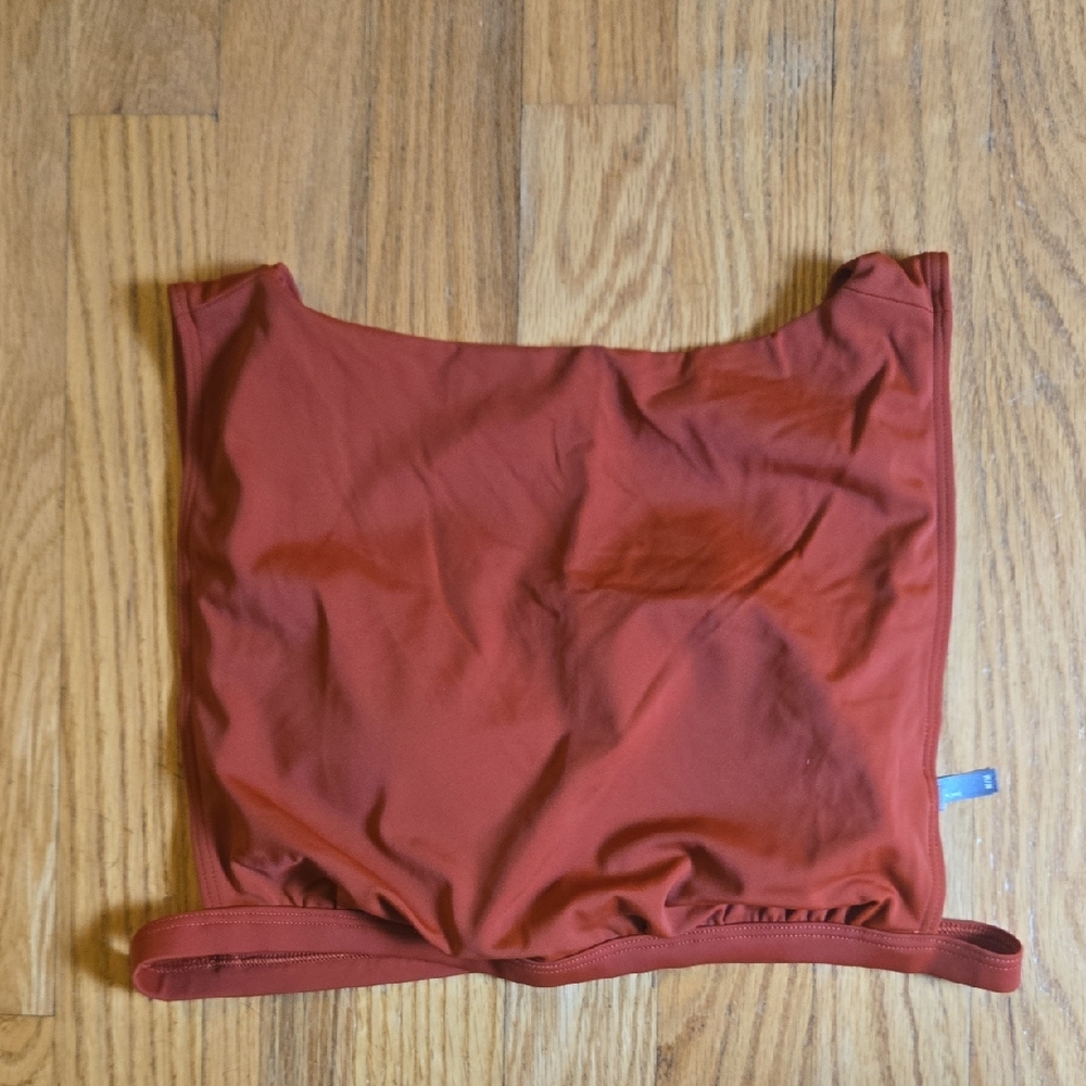 American Eagle Aerie rust red high neck crop wide strap bikini top